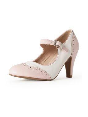 J. Adams Kym Vegan Adjustable Fit Heels Women's Light Pink On Cream NWT Size 8.5